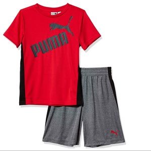 Puma boy red shorts set outfit